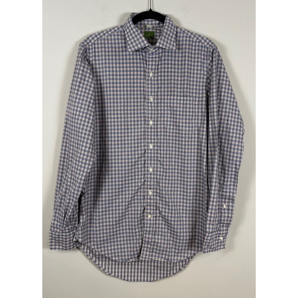 Sid Mashburn Mens Slim Fit Tattersall Check Button Down Shirt Blue Orange Size M